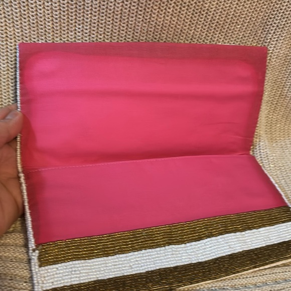 NWT Lilly Pulitzer Shell Shocked Beaded Clutch Gold Metallic Fallin In Love